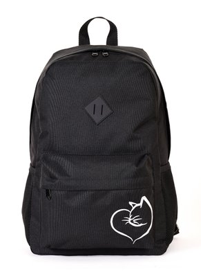 Женский городской молодежный рюкзак черного цвета среднего размера с рисунком вышивкой 010123 010123 фото
