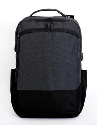 Серый с черным мужской повседневный рюкзак тканевый водонепроницаемый с выходом под USB 684702 684702 фото
