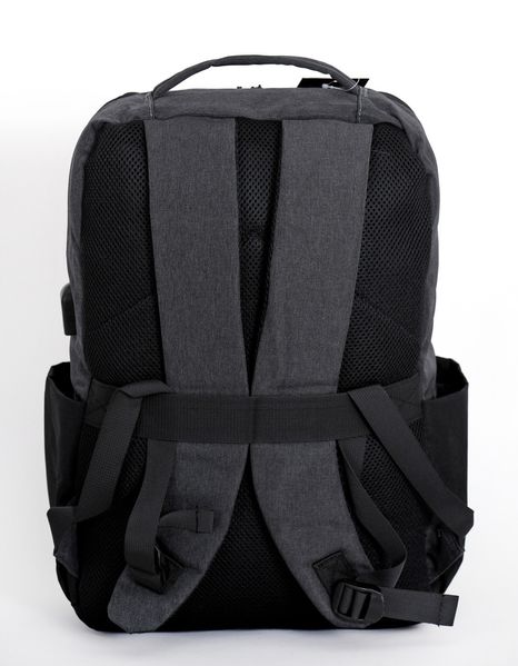 Сірий з чорним невеликий чоловічий повсякденний рюкзак тканинний водонепроникний з виходом під USB 684702 фото