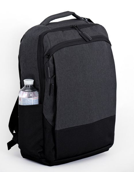 Сірий з чорним невеликий чоловічий повсякденний рюкзак тканинний водонепроникний з виходом під USB 684702 фото