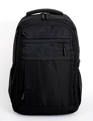 Рюкзак повсякденний однотонний чорний молодіжній міський середнього розміру з кишенею під ноутбук планшет 01821012 фото