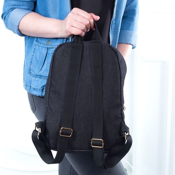 Повседневный женский черный рюкзак из джинсовой ткани для прогулок небольшой 0013 МB0013 фото