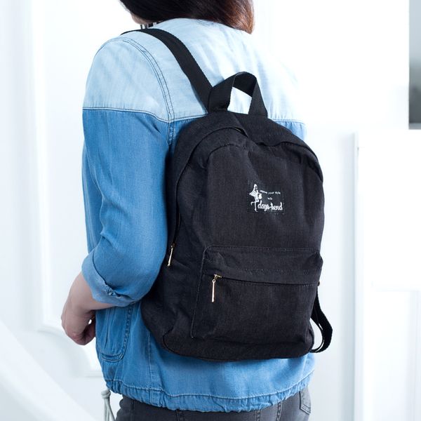Повсякденний жіночий чорний рюкзак з джинсової тканини тренувань невеликий МB0013 фото