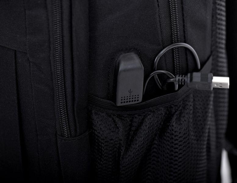 Рюкзак повсякденний однотонний чорний молодіжній міський середнього розміру з кишенею під ноутбук планшет 01821012 фото
