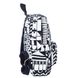 Молодежный, женский рюкзак черно-белый с абстрактным рисунком из джинсовой ткани среднего размера 0015 МB0015 фото 2