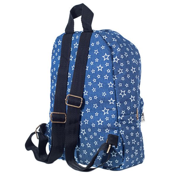 Джинсовый женский небольшой рюкзак со звездами синий для города и прогулок на каждый день 0017 МB0017 фото