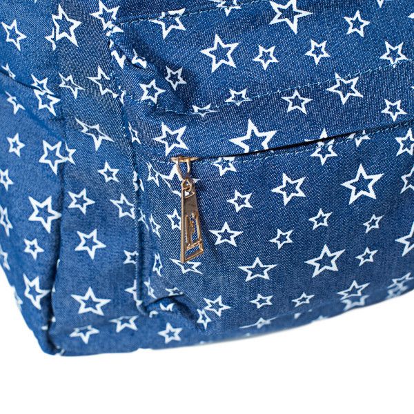 Джинсовий жіночий рюкзак з зірками синій для міста і прогулянок на кожен день МB0017 фото