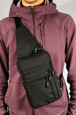 Чоловіча сумка через плече нагрудна чорного кольору з кобурою   0014 MBm 0014 фото