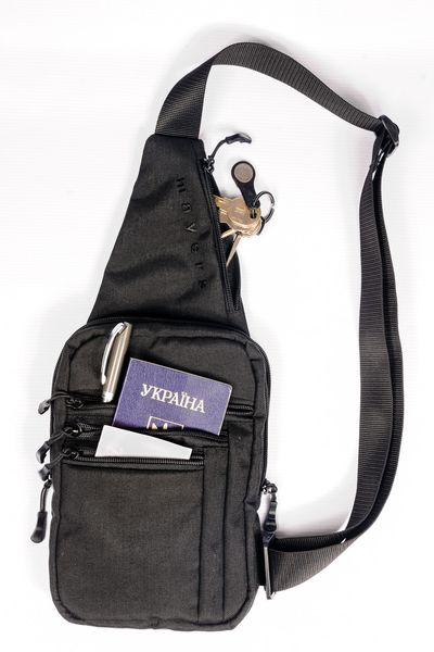 Мужская сумка через плечо нагрудная черного цвета для скрытого ношения   0014 MBm 0014 фото