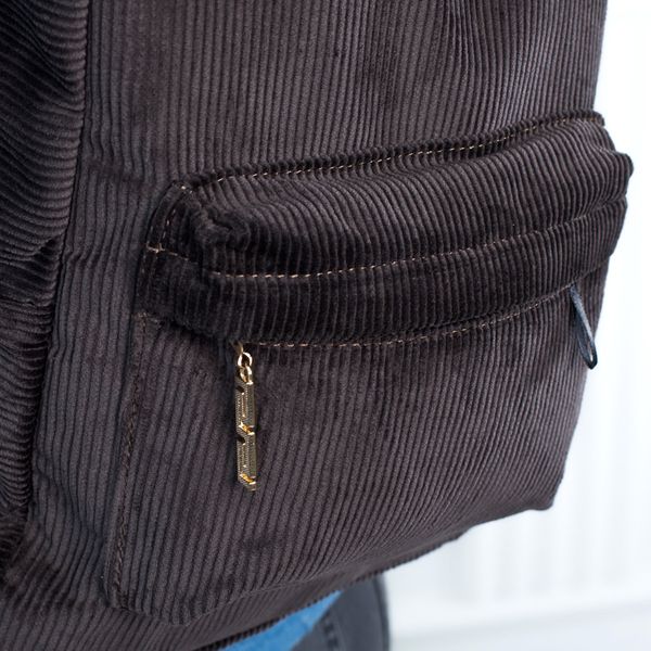 Стильний та молодіжний вельветовий рюкзак для дівчат та жінок темно-коричневий невеликого розміру МB0019 фото