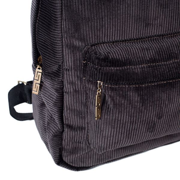 Стильный и молодежный вельветовый рюкзак для девушек и женщин темно-коричневый небольшого размера 0019 МB0019 фото