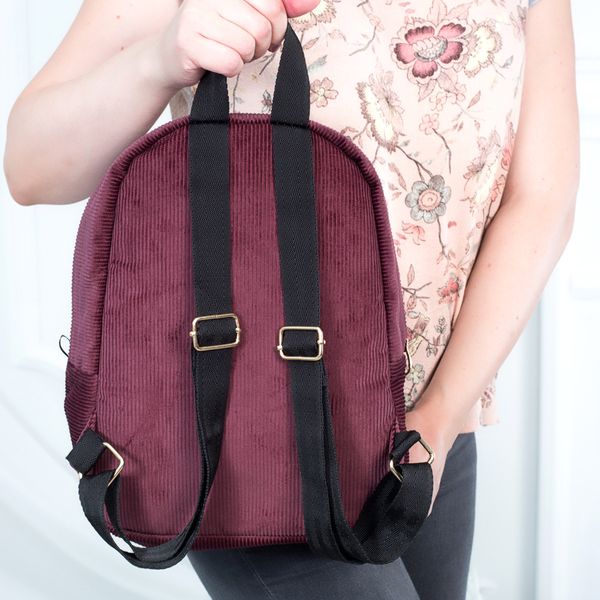 Жіночий вельветовий рюкзак бордового кольору середнього розміру повсякденний МB0021 фото