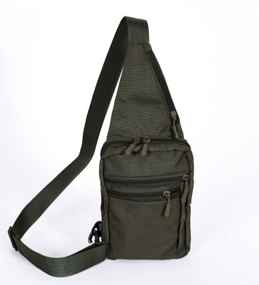 Чоловіча сумка через плече нагрудна з кобурою для прихованого носіння зброи з карманами колір олива  00141 MBm00141 фото