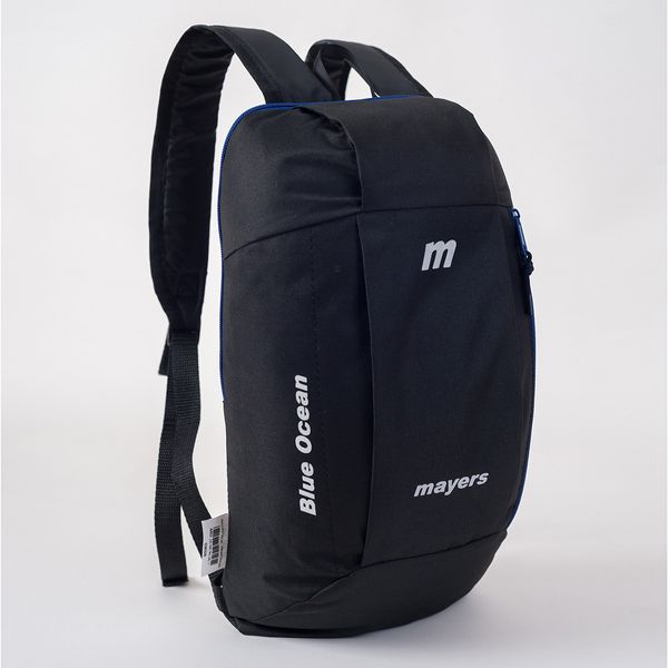 Детский рюкзак черный с синей молнией небольшой на каждый день 119 МВ0119 фото