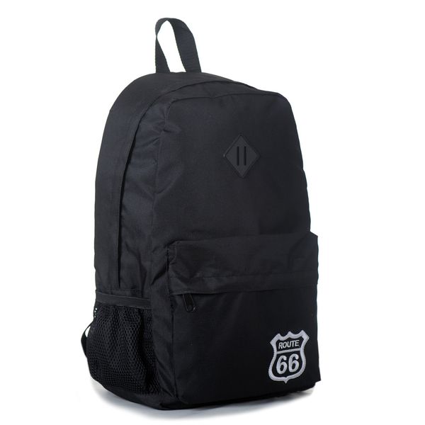 Мужской вместительный средний городской рюкзак черного цвета из ткани с рисунком вышивкой на кармане 300-66б МВ300-66б фото