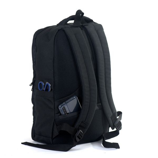 Міський місткий непромокальний чоловічий рюкзак чорний з потаємними кишенями спинкою сіткою 028black фото