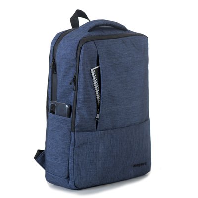 Однотонний синій місткий середній рюкзак з великою кількістю кишень міцний водонепроникний 028blue фото