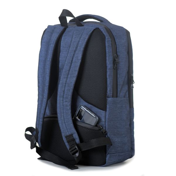 Однотонний синій місткий середній рюкзак з великою кількістю кишень міцний водонепроникний 028blue фото