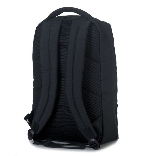 Щільний однотонний чоловічий чорний рюкзак з відділенням під ноутбук та планшет для роботи та навчання середній 01162 фото