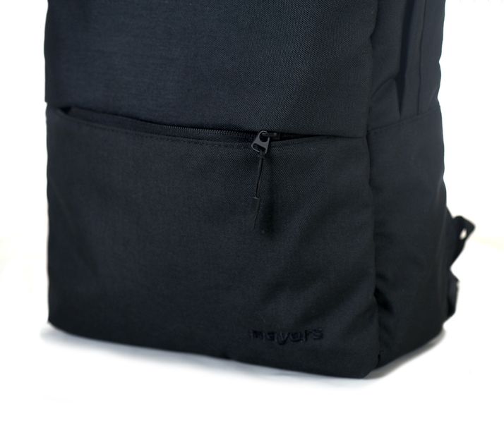 Щільний однотонний чоловічий чорний рюкзак з відділенням під ноутбук та планшет для роботи та навчання середній 01162 фото