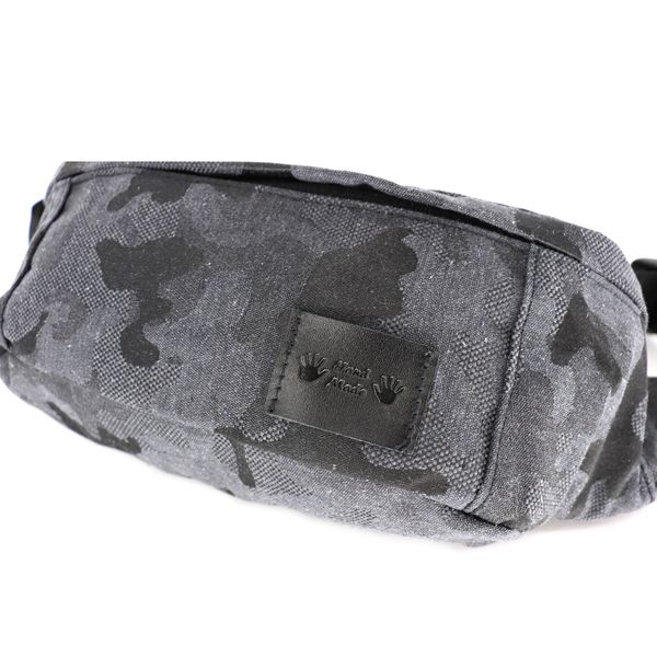 Сіра камуфляжна тканинна поясна сумка бананка з потайною кишенею та сіткою унісекс 051091 фото