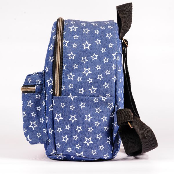 Детский небольшой джинсовый синий рюкзак со звёздами на каждый день 0019 MBk0019 фото