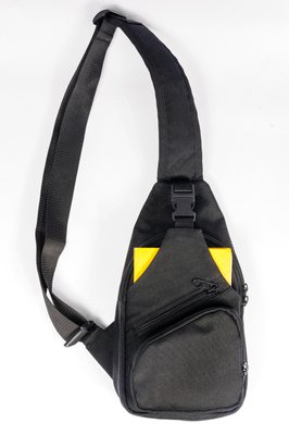 Повсякденна міська чоловіча сумка слінг чорна нагрудна органайзер з міцної водонепроникної тканини MBm0011 фото