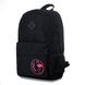 Міський повсякденний жіночий рюкзак чорного кольору з рожевим написом і фламінго МВ300fl фото 1
