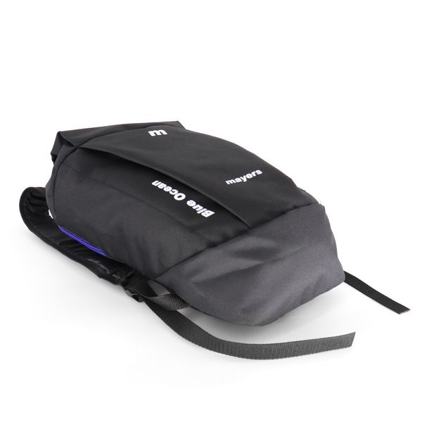 Повседневный детский рюкзак черного цвета с синей молнией спортивный городской унисекс 0075 M0075 фото