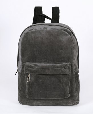 Жіночий невеликий міський рюкзак з вельветової тканини темно сірого кольору МВ00788 фото
