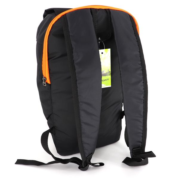 Дитячий чорний рюкзак середнього розміру з помаранчевою блискавкою у спортивному стилі водонепроникний унісекс 0078 M0078 фото