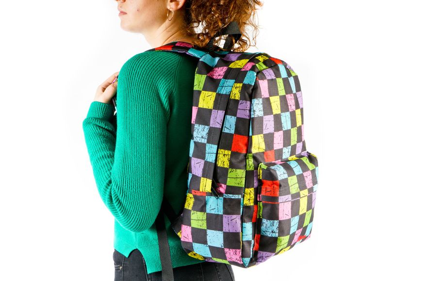Разноцветный яркий рюкзак в клеточку для учебы работы тренировок и прогулок 0032 MB0032 фото