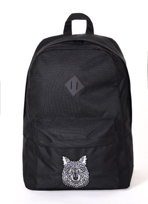Городской молодежный рюкзак черного цвета среднего размера с рисунком вышивкой 000752 000752 фото