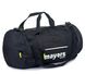 Однотонна сумка чорного кольору з білим написом у спортивному стилі на тренування та подорожі середня 88/360/02 фото 2
