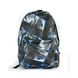 Большой темно серый рюкзак с ярким абстрактным принтом голубого цвета 0033 MB0033 фото 1