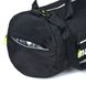 Однотонна сумка чорного кольору з білим написом у спортивному стилі на тренування та подорожі середня 88/360/02 фото 3