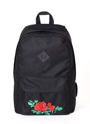 Женский городской рюкзак черного цвета среднего размера с рисунком вишивкой 000755 000755 фото