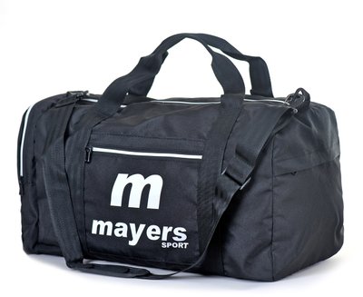 Однотонна чорна спортивна сумка молодіжна з написом та ручкою на плече тканинна 66/360/05 фото