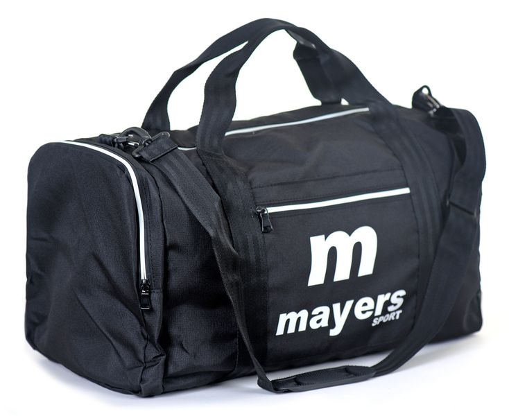 Однотонна чорна спортивна сумка молодіжна з написом та ручкою на плече тканинна 66/360/05 фото