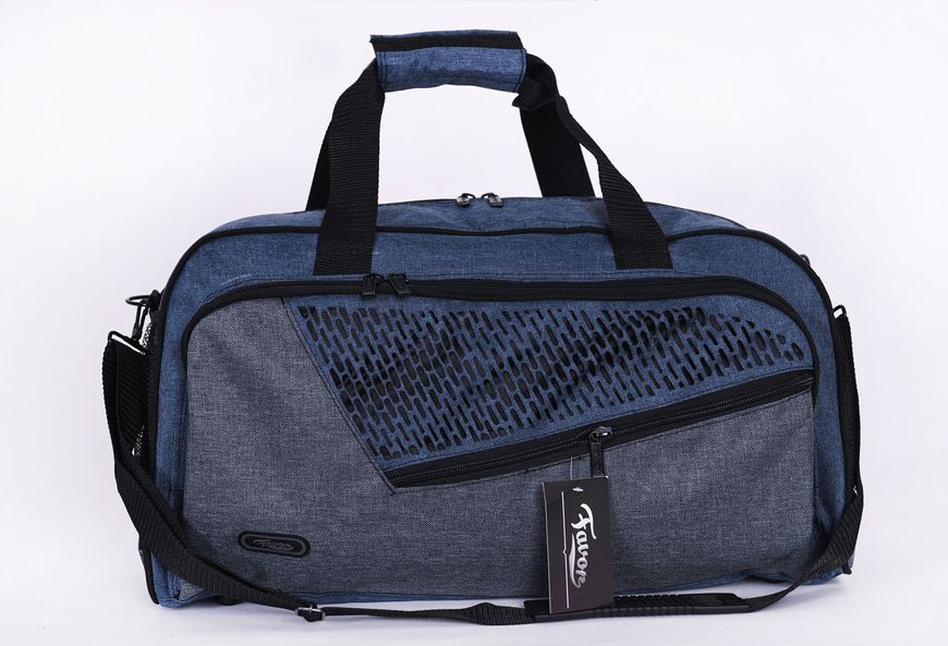 Середня універсальна унісекс сумка для спорту і подорожей синя з сірим непромокальна міцна вмістка 480 - 08 фото