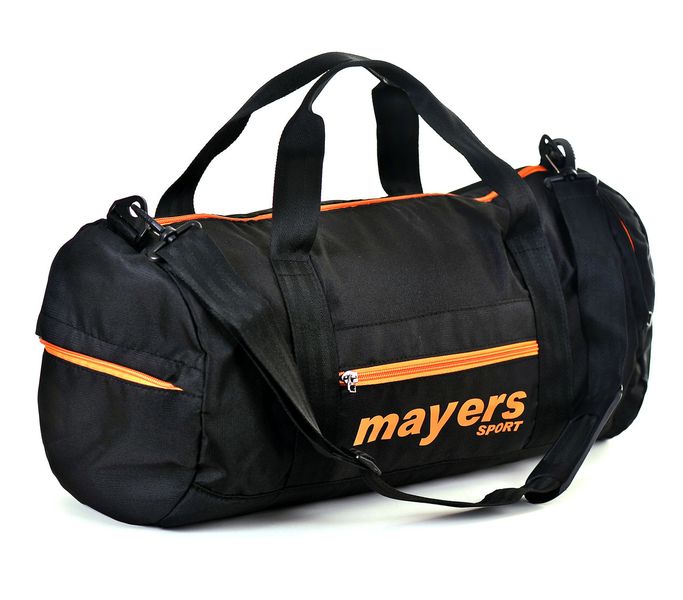 Спортивная середня чорна сумка з помаранчевою блискавкою для активного відпочинку подорожей спорту 99/360/03 фото