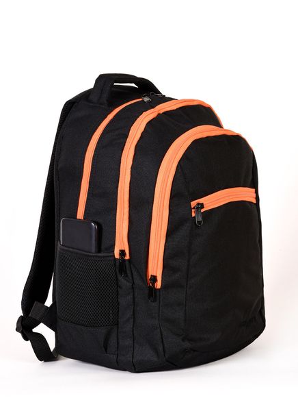 Міський універсальний молодіжний наплічник чорного кольору з помаранчевою блискавкою  середнього розміру  010139 010139 фото