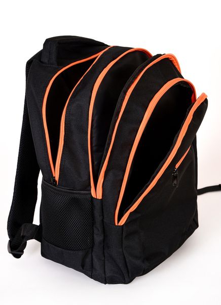 Городской универсальный молодежный рюкзак черного цвета с оранжевой молнией среднего размера 010139 010139 фото