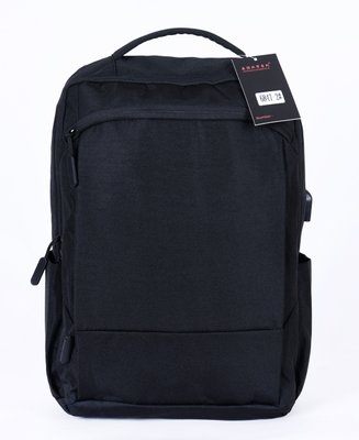 Невеликий універсальний чоловічий рюкзак чорного кольору з потайною кишенею з відділенням під ноутбук із USB входом 6847-2 фото