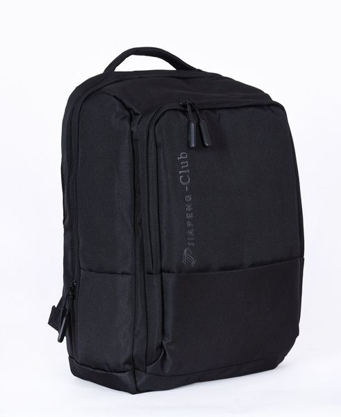 Чоловічий сучасний чорний міцний рюкзак з USB з кишенею під гаджети непромокальний 6842 фото