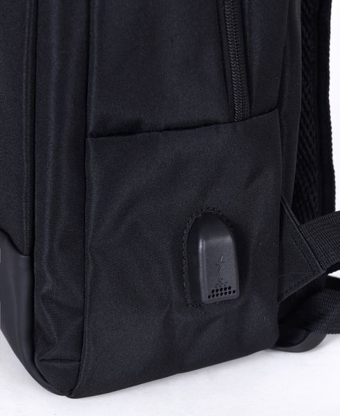 Чорний повсякденний місткий рюкзак з міцної тканини з виходом під USB кишенею під ноут 3540 фото