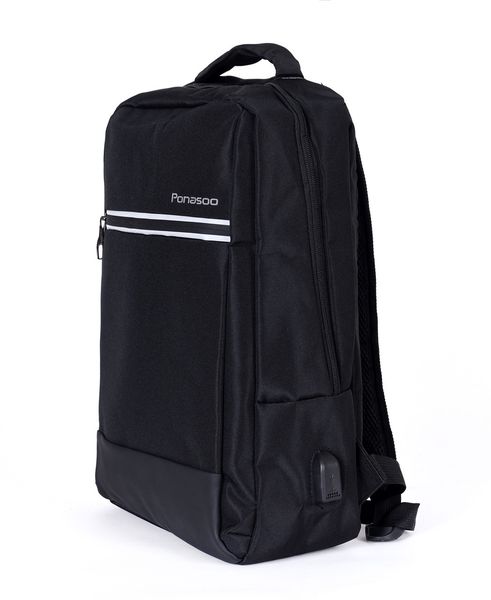 Чорний повсякденний місткий рюкзак з міцної тканини з виходом під USB кишенею під ноут 3540 фото