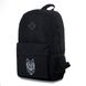 Міський повсякденний місткий чорний рюкзак із міцної тканини з білим малюнком вовка середній МВ3002 фото 1