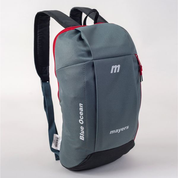 Спортивный детский прочный серый рюкзак с черным дном и красной молнией непромокаемый среднего размера 0114 МВ0114 фото