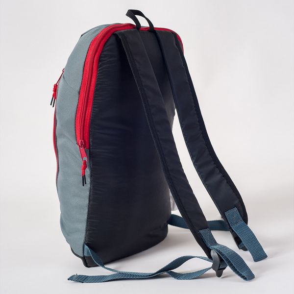 Спортивный детский прочный серый рюкзак с черным дном и красной молнией непромокаемый среднего размера 0114 МВ0114 фото